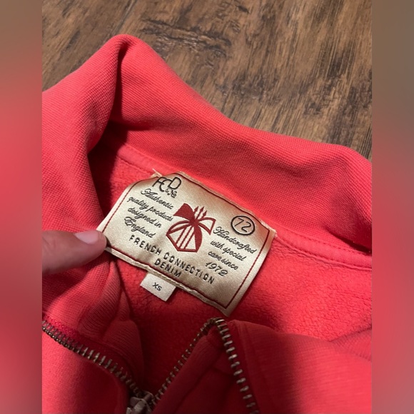 2 FCUK zippered collared sweaters vintage French connection XS pink & purple - Picture 6 of 8